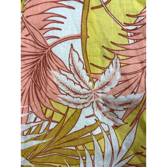 Tahari Womens Pants L Tropical Leaf Print 100% Linen Wide Leg Crop‎ - Picture 3 of 4
